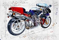 Honda VFR750R Technical Line Drawing Cutaway Art Poster Print