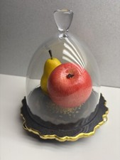 Clear Glass Cake Dome H18 xW16cm Stunning Dark Blue & Gold Resin Footed Stand