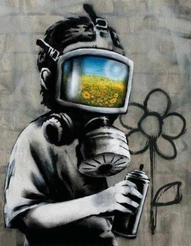 Banksy gas mask boy - boy, 16