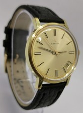 Vtg 1960 Zenith Stellina Date Gold Plated Hand Wound Mechanical 36mm Gents Watch