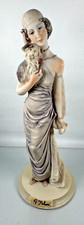 Italian Belcari Woman. C.1 980 : "Lady with Dog White" Ceramic Figurine