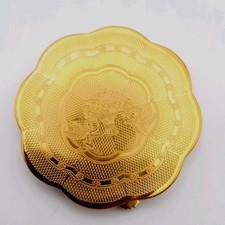 Gwenda Powder Compact Vintage Engine Turned Pretty Shape With Puff