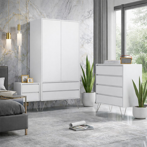 Modern white piece bedroom - modern, 3-piece