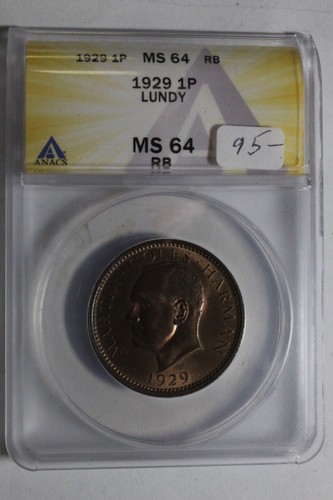 1929 lundy anacs ms64 rb - lundy, 1p