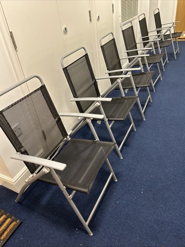 Grey folding garden chairs - 6x,