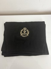 Ralph Lauren Black Crest Logo Beaded Knit Scarf