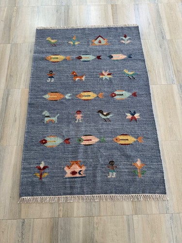 Tribal hand woven wool rug - hand,