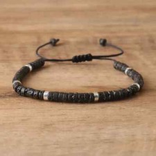 4mm Lava Stone or Green Aventurine Adjustable Bracelet 17cm Men Women