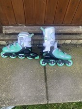 Womens RD Roller Blades Green Soft Fit Roller Derby Adjustable Size 4-7