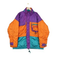 Vintage Ski Jacket Mens Size L Multicoloured 80s Retro Insulated Snow