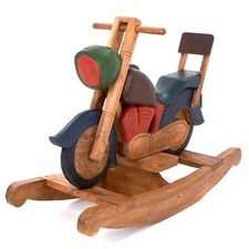 Rocking Wooden Motorbike Rustic Child's Kids Children Painted Solid   - FU-392-P