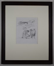 Family on a beach. Pencil