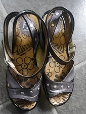 fly london wrap around ankles sandles leather pewter stud sz 5