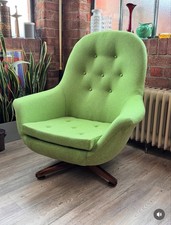 Mid Century, 1960s Greaves & Thomas Ltd Reclining Swivel Chair