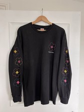 Supreme Flower Logo Men’s Long Sleeve T-shirt, Size Large, Black