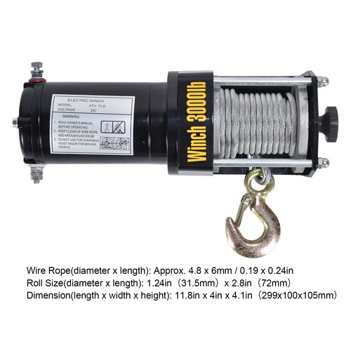 12v electric winch 3000lb - 12v,