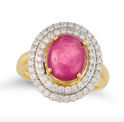 18k gold star ruby - gold, double