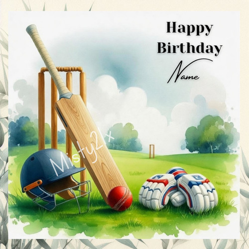 Personalised cricket greeting - personalised,