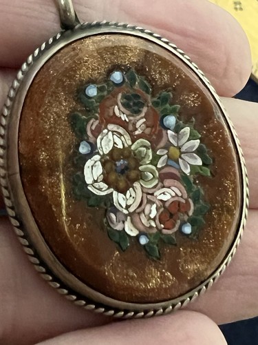 Antique sterling goldstone - sterling,