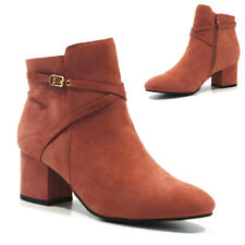 LADIES BOOTS MID BLOCK HEEL ZIP UP SMART CHELSEA ANKLE BIKER COWBOY SHOES SIZE