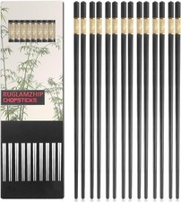 10 Pairs Fiberglass Chopsticks Set, Metal Chopsticks Chop Sticks Reusable Set,