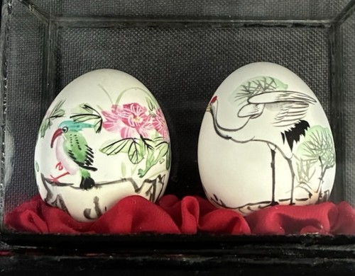 Oriental hand painted eggs - hand,