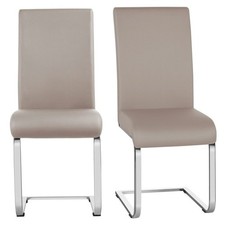 Dining Chairs 2pcs Leather Padded Seat w/Metal Legs Home Kitchen Cafe Furniture