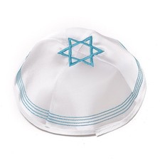 White Blue Star Of David Satin