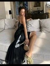 Zara Lace Trim Camisole Maxi Dress, Size S UK 8-10 Layered Chiffon RRP £109