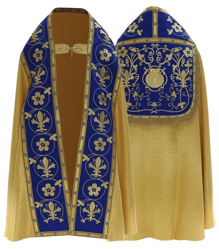 Marian gold blue roman cope - gold/blue,