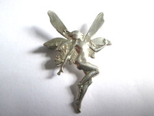 Silver Tone Metal Fairy Brooch