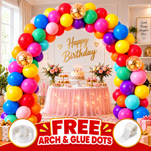 Rainbow balloon arch kit gold - balloon,