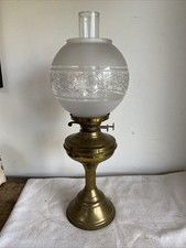 Vintage Brass Corinthian Column Oil Lamp Table Lamp With Glass Shades