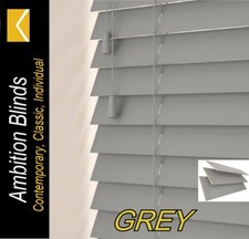 GREY WOOD WOODEN VENETIAN BLINDS REAL WOOD MADE TO MEASURE CHILD SAFE