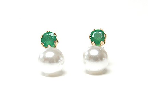 9ct gold pearl and - and, emerald