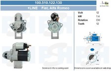 Starter for FIAT ALFA ROMEO:BRERA,CROMA,SPIDER,159 Sedan,159 Sportwagon,