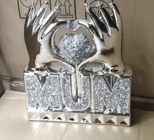 Mum heart hand silver - heart, crushed