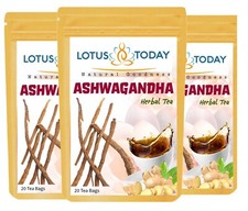 Premium Ashwagandha Tea 60 Tea Bags  Rejuvenate Relax, Night time Herbal Tea