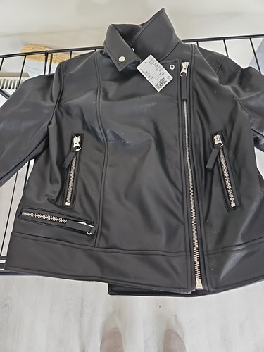 Faux leather black biker - faux,