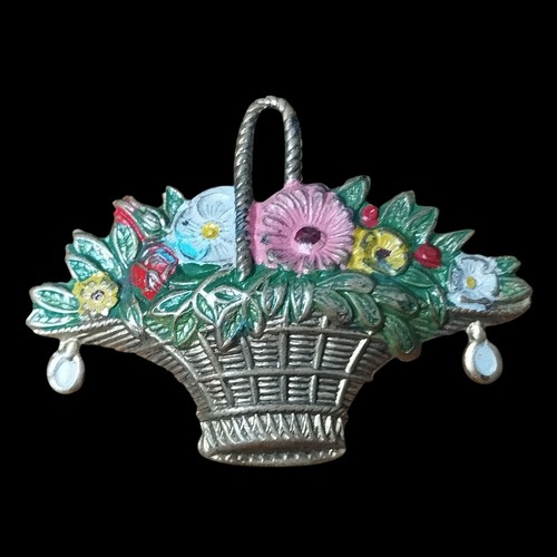 Antique enamel flower - flower, basket