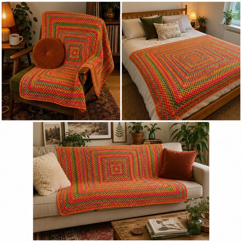Handmade crochet afghan throw - handmade,