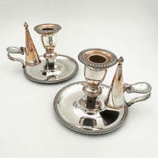 PAIR CHAMBERSTICKS OLD