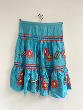 Pure Silk Skirt Ruffle Blue