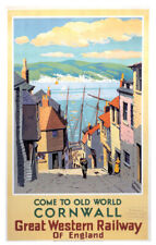 Vintage Old World Cornwall Art Print Railway Travel Poster A1/A2/A3/A4