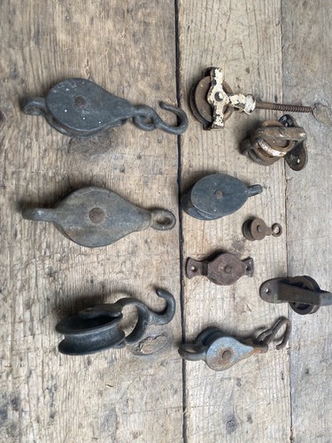 Vintage metal pulleys 10 - vintage,