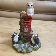 The Leonardo Collection 2 Kittens With Owl On Postbox Country side Friends