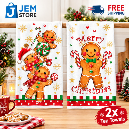 Christmas kitchen towels - christmas,