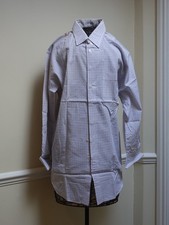 Vintage 80s Austin Reed Shirt M White/Blue Fine Checkered NOS Made in England  O