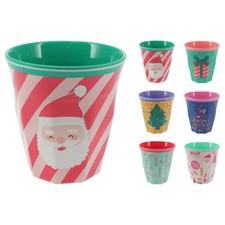 Set of 6 Children's Christmas Beakers | Festive Kids Plastic Tumbler Cup - 290ml
