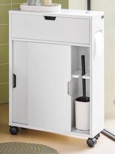 White Bathroom Storage Cabinet Drawer Floor Standing Unit